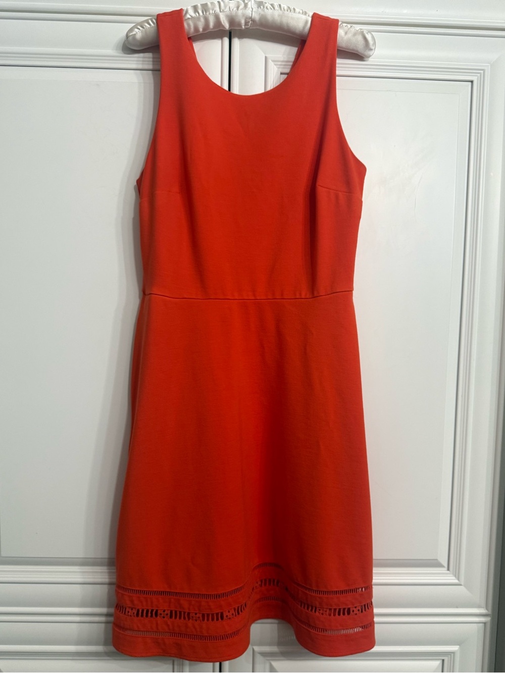 Banana Republic Orange Laser Cut Hem Fit & Flare Midi Dress Sleeveless Size 6